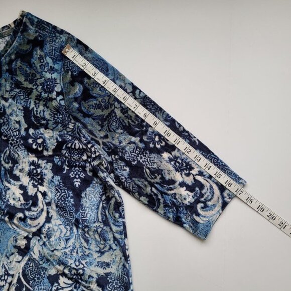 2 Catherines Velour Tops Blouse 14 16W Floral Casual Colorful Open Front Burnout - Picture 14 of 16